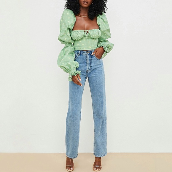 House of CB 'Millicent' Olive Floral Cropped Corset Top - Picture 2 of 6